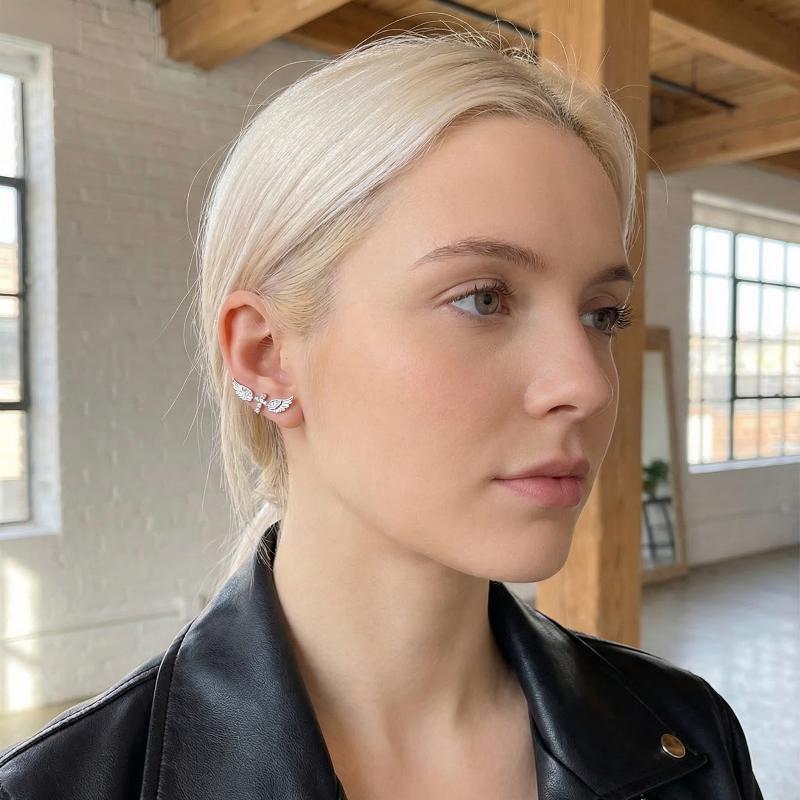 Luxury Lifestyle Gifts - Anting Salib Sayap Malaikat Perhiasan Gaya