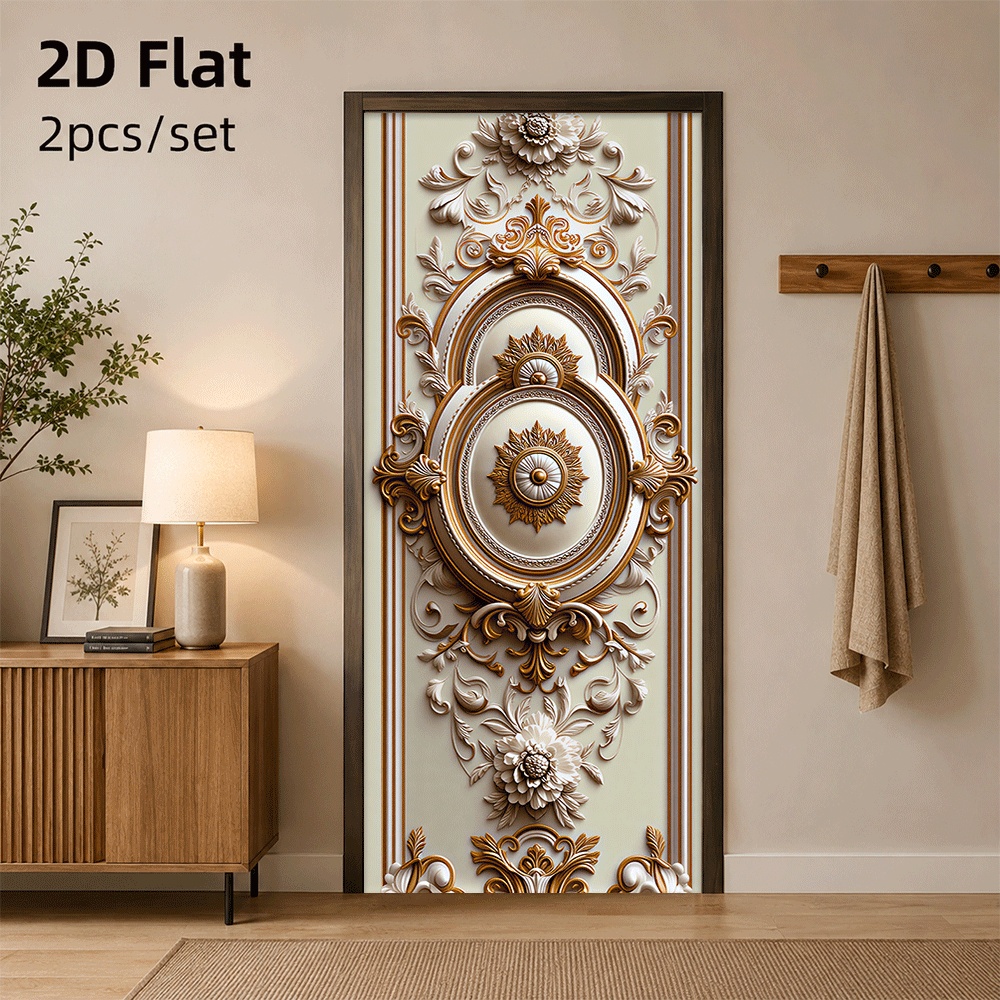 Luxury Lifestyle Background - 1 buah stiker pintu bermotif emas